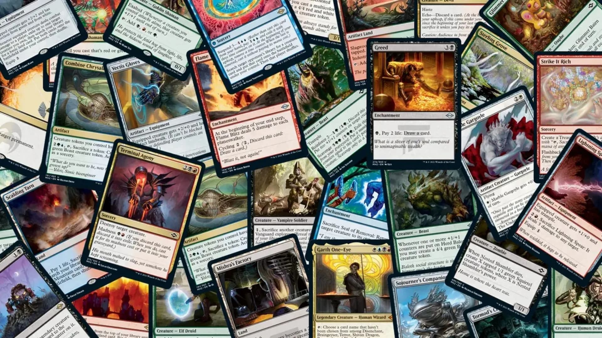 Magic: The Gathering gameplay — hands playing cards at a table